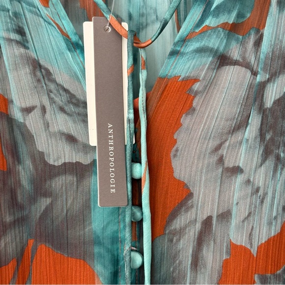 Anthropologie Marius Teal and Orange Patterned Dress Boho New W/Tags MSRP $200 - Picture 7 of 13